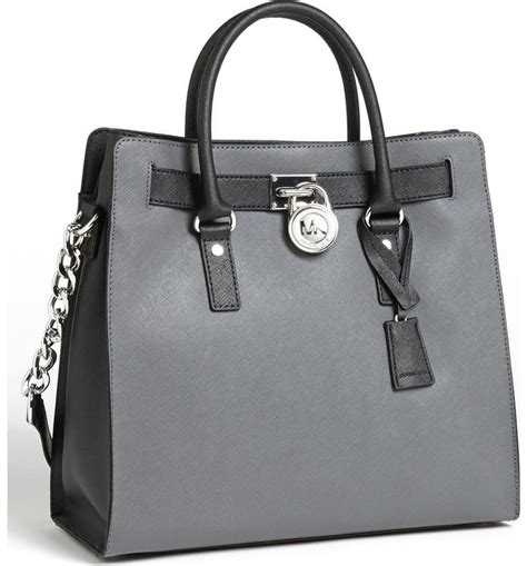 michael michael kors hamilton large saffiano leather tote grey|Michael Kors Hamilton leather bag.